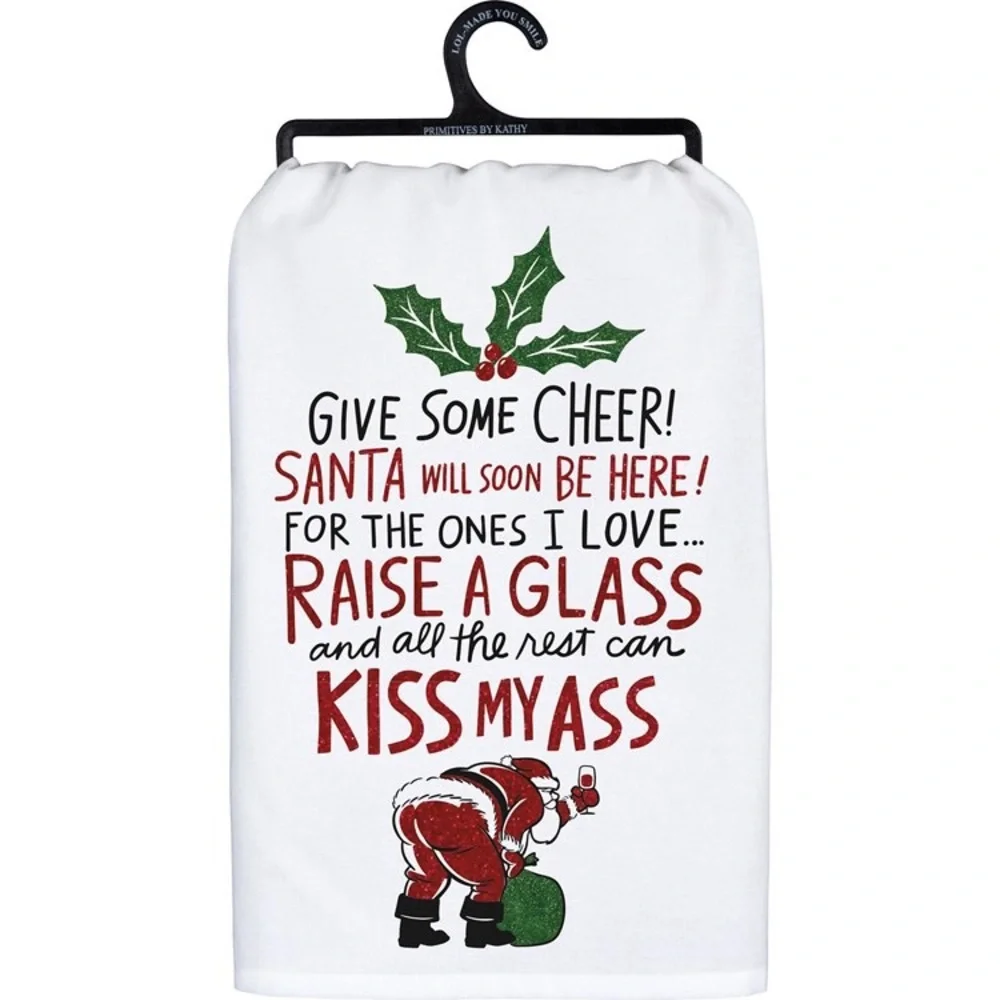 Primitives by Kathy Funny Santa Christmas Dish Towel NWT Kitchen Decor